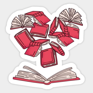 I Love Books | Valentine Heart Made of Flying Books Sticker